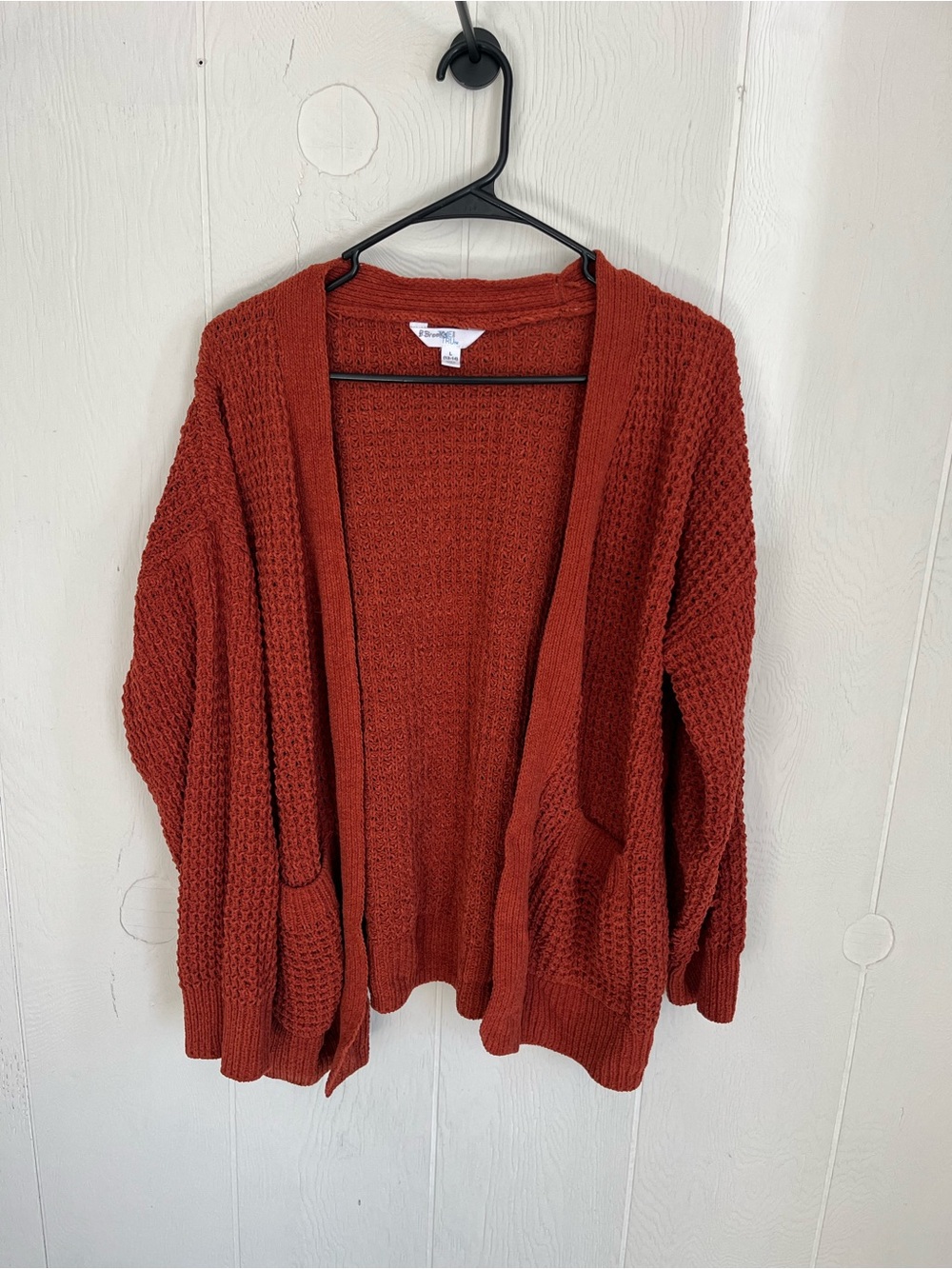 Time and Tru Women's Open-Front Cardigan in Rust